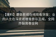 【爆料】蘑菇影视在线观看突发：业内人士在深夜被曝曾参与丑闻，全网炸裂席卷全网