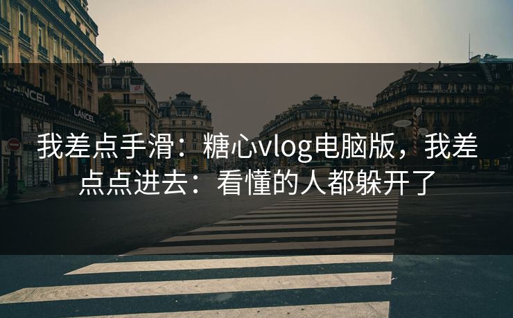 我差点手滑：糖心vlog电脑版，我差点点进去：看懂的人都躲开了