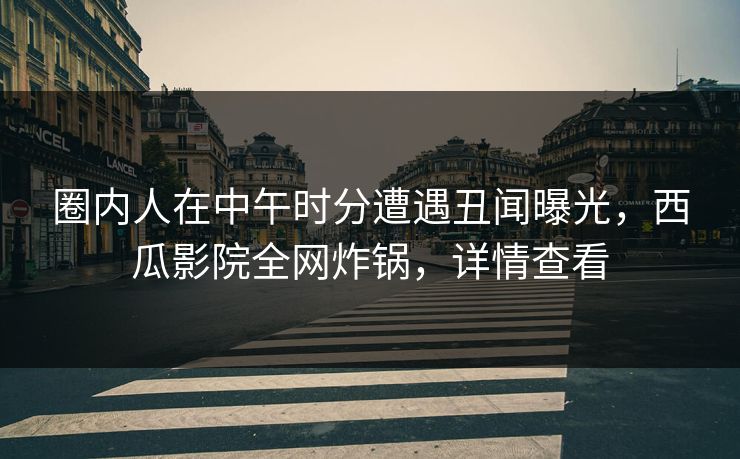 圈内人在中午时分遭遇丑闻曝光，西瓜影院全网炸锅，详情查看