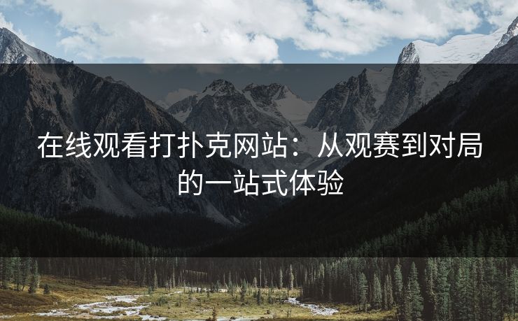 在线观看打扑克网站：从观赛到对局的一站式体验