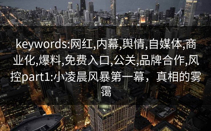 keywords:网红,内幕,舆情,自媒体,商业化,爆料,免费入口,公关,品牌合作,风控part1:小凌晨风暴第一幕，真相的雾霭