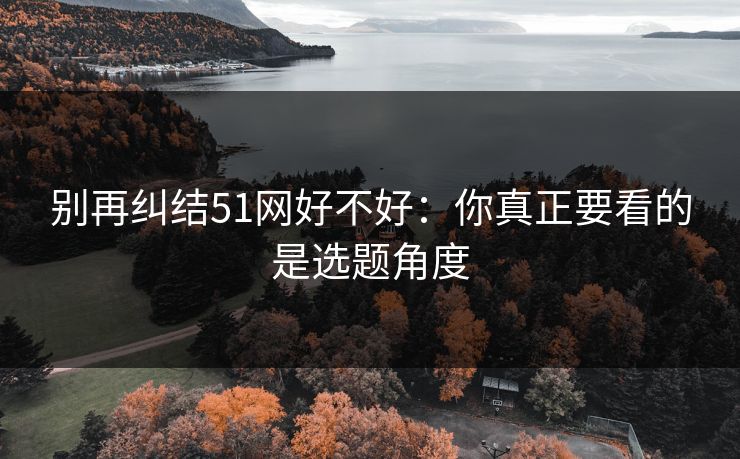 别再纠结51网好不好：你真正要看的是选题角度