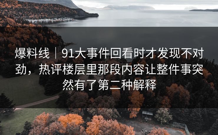 爆料线｜91大事件回看时才发现不对劲，热评楼层里那段内容让整件事突然有了第二种解释